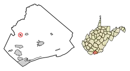 Location of Matoaka in Mercer County, West Virginia.