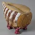 Spoon Warmer, coloured glazes majolica, 1876, ultra naturalistic in style.