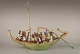 Model of a sailboat; 1981–1975&nbsp;BC; painted wood, plaster, linen twine and linen fabric; length: 145&nbsp;cm; Metropolitan Museum of Art