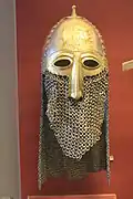 Kievan Rus' spectacle helmet&nbsp;[de] (1150–1250) with aventail fixed to the visor