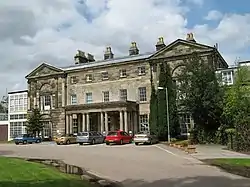 Frontage of the Hall, showing its three stories