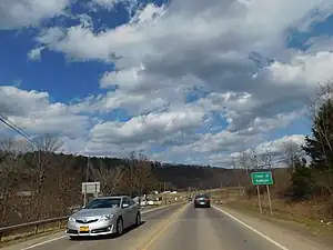 NY 417 eastbound entering the town of Addison.