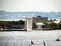 One of the four human-made falls in Olafur Eliasson's 2008 public art installation, New York City Waterfalls