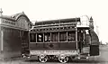 A horse tram, newly built for the Ballaarat Tramway Co. Limited, Victoria, outside Duncan & Fraser factory.