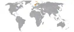 Map indicating locations of North Korea and Norway