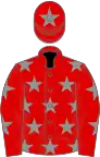 RED, grey stars, grey star on cap