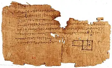 Image 10One of the oldest surviving fragments of Euclid's Elements, found at Oxyrhynchus and dated to c. 100 CE. (from History of science)
