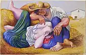 Pablo Picasso, 1919, Sleeping Peasants, gouache, watercolor and pencil on paper, 31.1 × 48.9&nbsp;cm, Museum of Modern Art