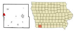 Location of Shenandoah, Iowa