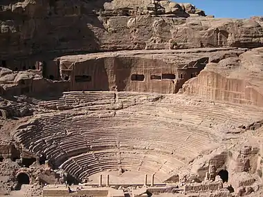 Image 3The "Theatre" at PetraPhoto: Douglas PerkinsPetra is an archaeological site in Jordan, lying in a basin among the mountains which form the eastern flank of Wadi Araba, the great valley running from the Dead Sea to the Gulf of Aqaba. It is famous for having many stone structures carved into the rock.More featured pictures