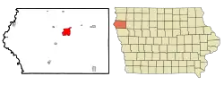 Location of Le Mars within Plymouth County and Iowa