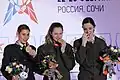 Pilz receiving gold medal in lead climbing at the 2017 Winter Military World Games
