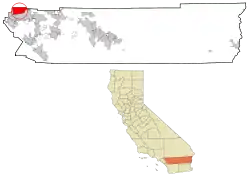 Location of Jurupa Valley in Riverside County, California.