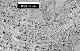 "Rootless Cones" on Mars (MRO, January 4, 2008) (25°54′36″N 173°45′36″E / 25.910°N 173.760°E / 25.910; 173.760)