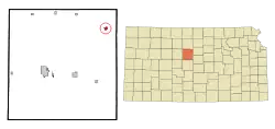 Location within Russell County and Kansas