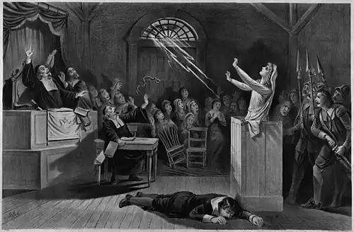 Image 9Salem witch trialsLithographer: Joseph E. Baker; Restoration: Lise BroerA fanciful 1892 lithograph of the Salem witch trials. The trials, which took place between February 1692 and May 1693 in colonial Massachusetts, involved people accused of witchcraft, and have been used as a cautionary tale about the dangers of religious extremism, false accusations, lapses in due process, and governmental intrusion on individual liberties.More selected pictures