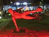 Statue of a player near the main gate of VYBK