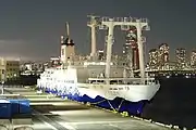 The second-generation Sarubia Maru&nbsp;[ja] on the Tokyo—Kōzu-shima route that Hodaka took on his way to Tokyo.