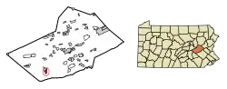 Location of Pine Grove in Schuylkill County, Pennsylvania.