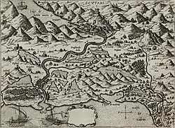 Image 56Map of Shkodër with the Buna river in 1571 by Giovanni Francesco Camocio (from Albanian piracy)