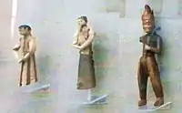 Shoroon Dov artifacts, female and male attendants, Central Asian (possibly Sogdian) figurines. Zanabazar Fine Arts Museum in Ulaanbaatar, Mongolia.
