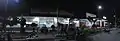 The front view of the station at night