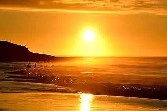 Golden hour at Long Beach in South Africa