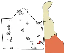 Location of Millville in Sussex County, Delaware.