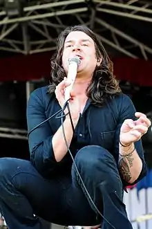 A man onstage