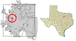 Location of Sansom Park in Tarrant County, Texas
