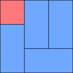 One possible auspicious layout of a 4+1⁄2&nbsp;mat room &nbsp;&nbsp;Half mat&nbsp;&nbsp;Full mat