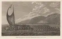John Webber's Tereoboo, King of Owyhee, bringing presents to Captain Cook 1784