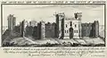 Engraving showing the south-west side of the castle in 1732
