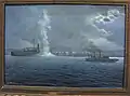 Depiction of the sinking of the "Feth-i Bülend" at the port of Thessaloniki by Admiral Nikolaos Votsis