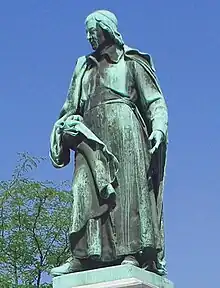 Image 21The sculpture of the poet Valentin Vodnik (1758–1819) was created by Alojz Gangl in 1889 as part of Vodnik Monument, the first Slovene national monument. (from Culture of Slovenia)