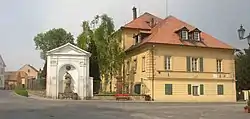 Statue of Saint John of Nepomuk in front of the Třebívlice Manor