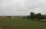 between Kellern and Lehrberg, railway in panorama