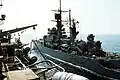 USS Richmond K. Turner (CG-20) steams alongside USS Guadalcanal on 18 May 1991.