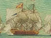 Redoutable&nbsp;(1749) at the Battle of Minorca (1756)