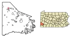 Location of Burgettstown in Washington County, Pennsylvania.