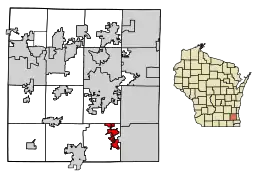 Location of Big Bend in Waukesha County, Wisconsin.