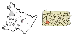 Location of Youngstown in Westmoreland County, Pennsylvania.