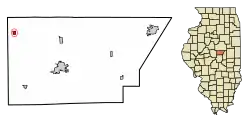Location of Waynesville in Witt County, Illinois.