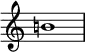 {
\override Score.TimeSignature #'stencil = ##f
\relative c'' {
\clef G \time 4/4 b!1
} }