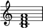 {
\override Score.TimeSignature #'stencil = ##f
\relative c' {
\clef treble
\time 4/4
\key c \major
<b d f a>1
} }