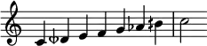 {
\override Score.TimeSignature #'stencil = ##f\relative c' {
\clef treble \time 7/4
c4 deseh e f g aes bih c2
} }
