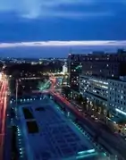 Northwest view towards Freedom Plaza at dusk (1980-2006)