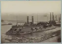 Casemate ironclad USS&nbsp;Cairo on a contemporary photograph.