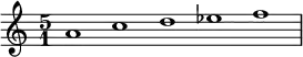 { \time 5/1 a'1 c'' d'' ees'' f'' }