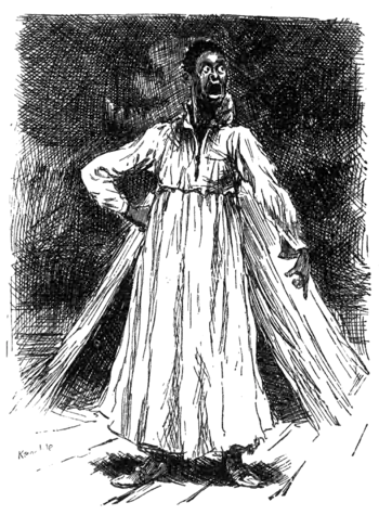 man in dress, shouting, pointing down